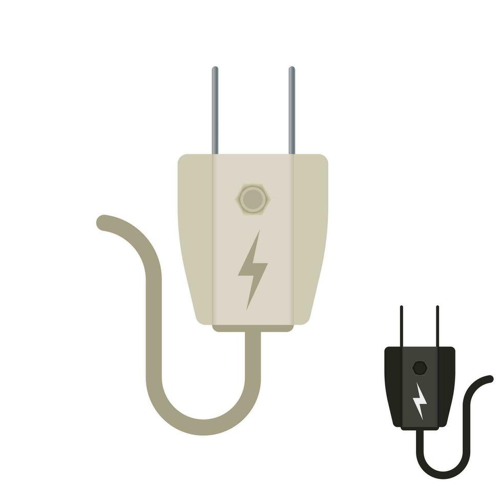 Electric plug icon in vector shape on a white background