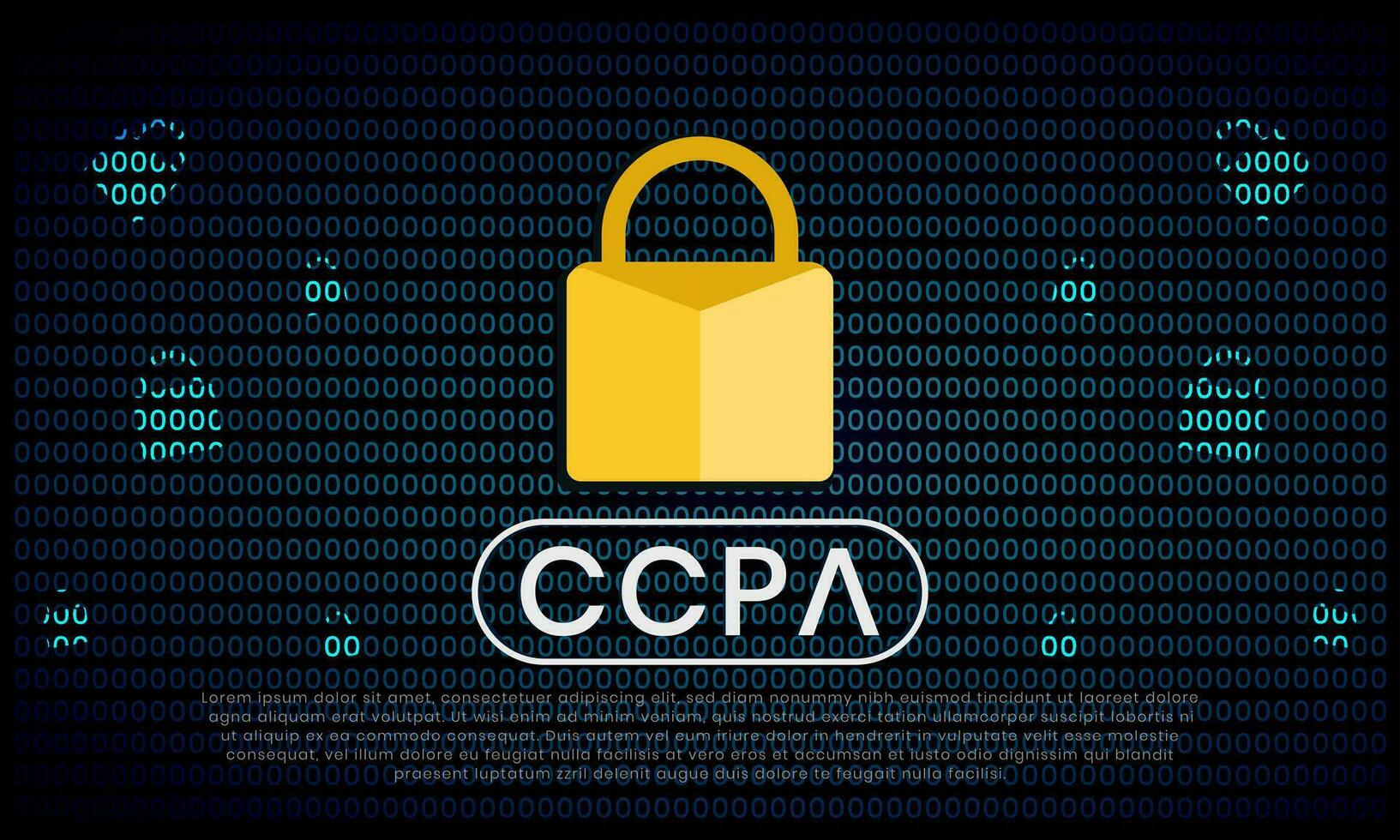 California Consumer Privacy Act symbol with lock illustration for editorial and websites vector