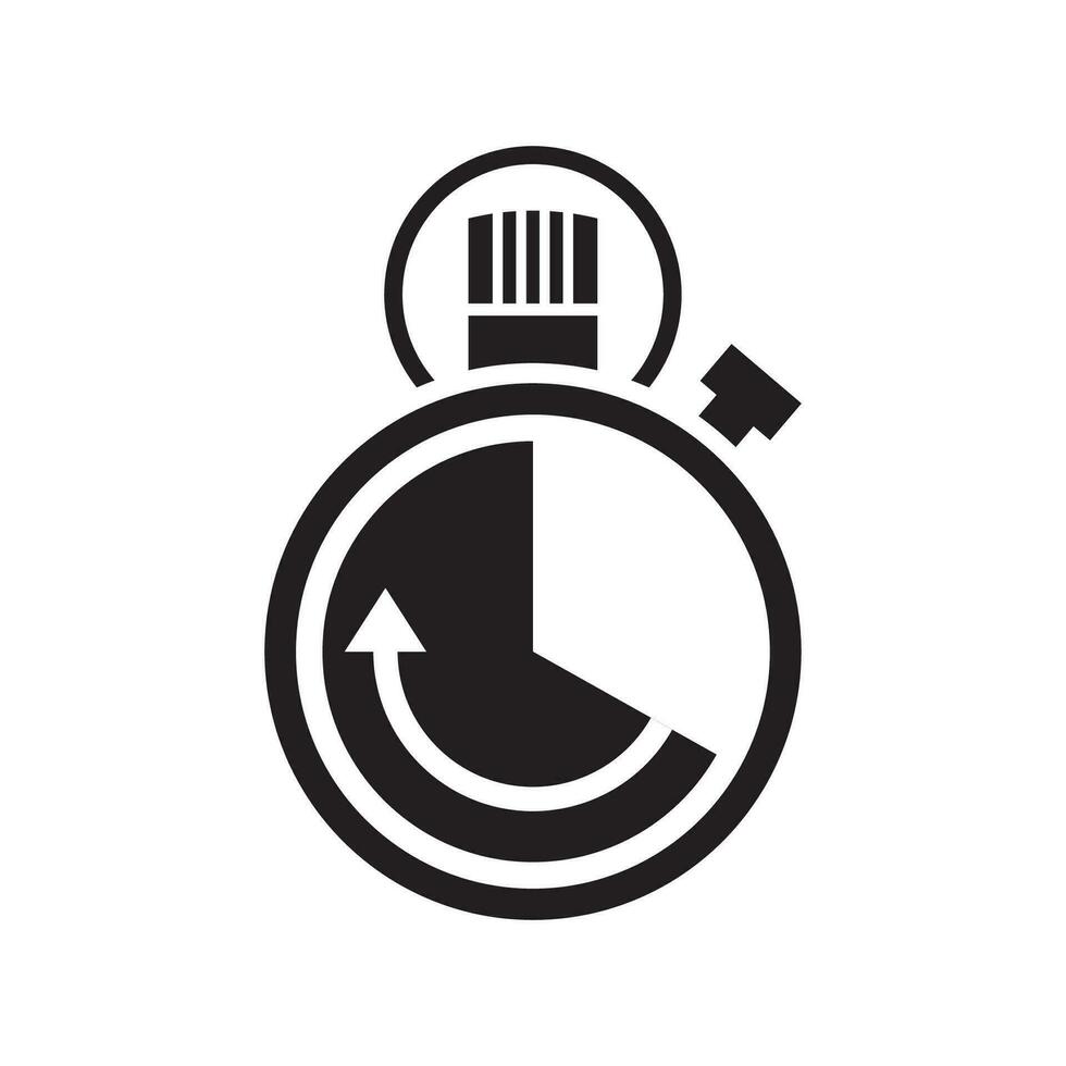 hora icono con un blanco fondo, reloj símbolo, cronógrafo firmar, vector ilustración elemento