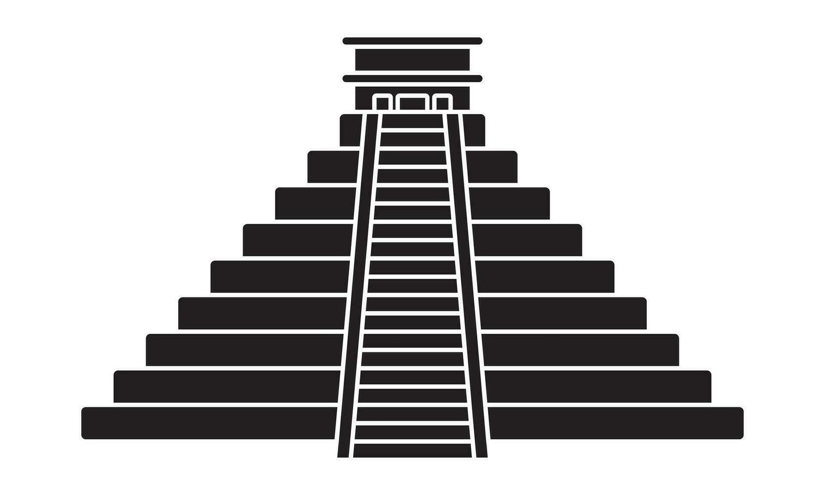 Ancient civilization el Castillo pyramid flat icons for apps and websites vector