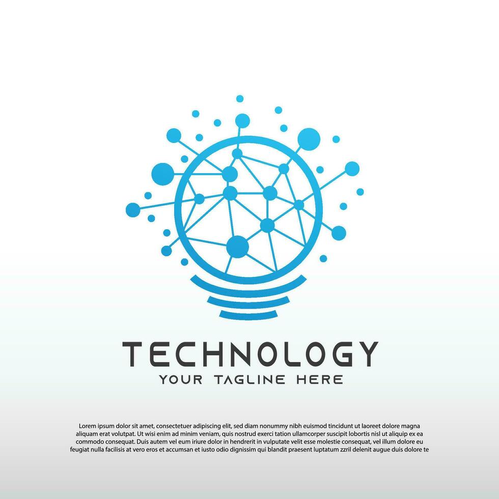 Technology logo with concept of light bulb and network. illustration element -vector vector