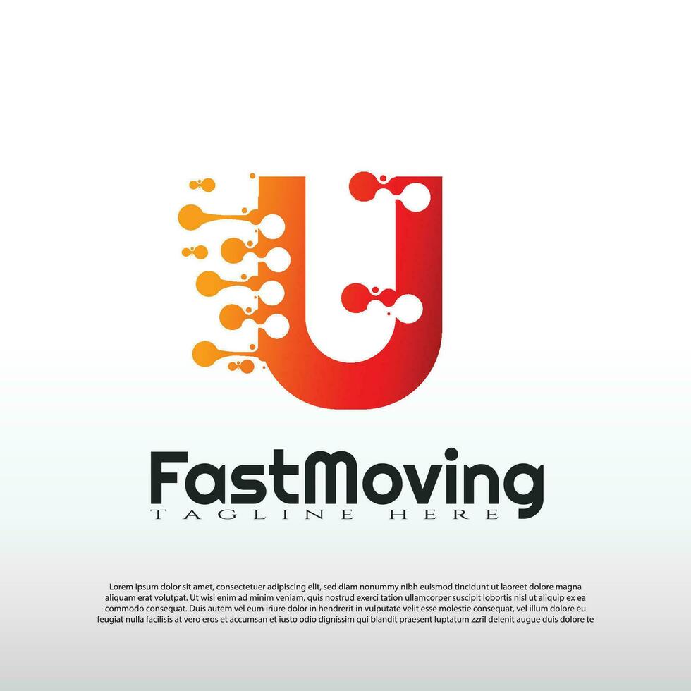 Fast Moving logo with initial U letter concept. Movement sign. Technology business and digital icon -vector vector