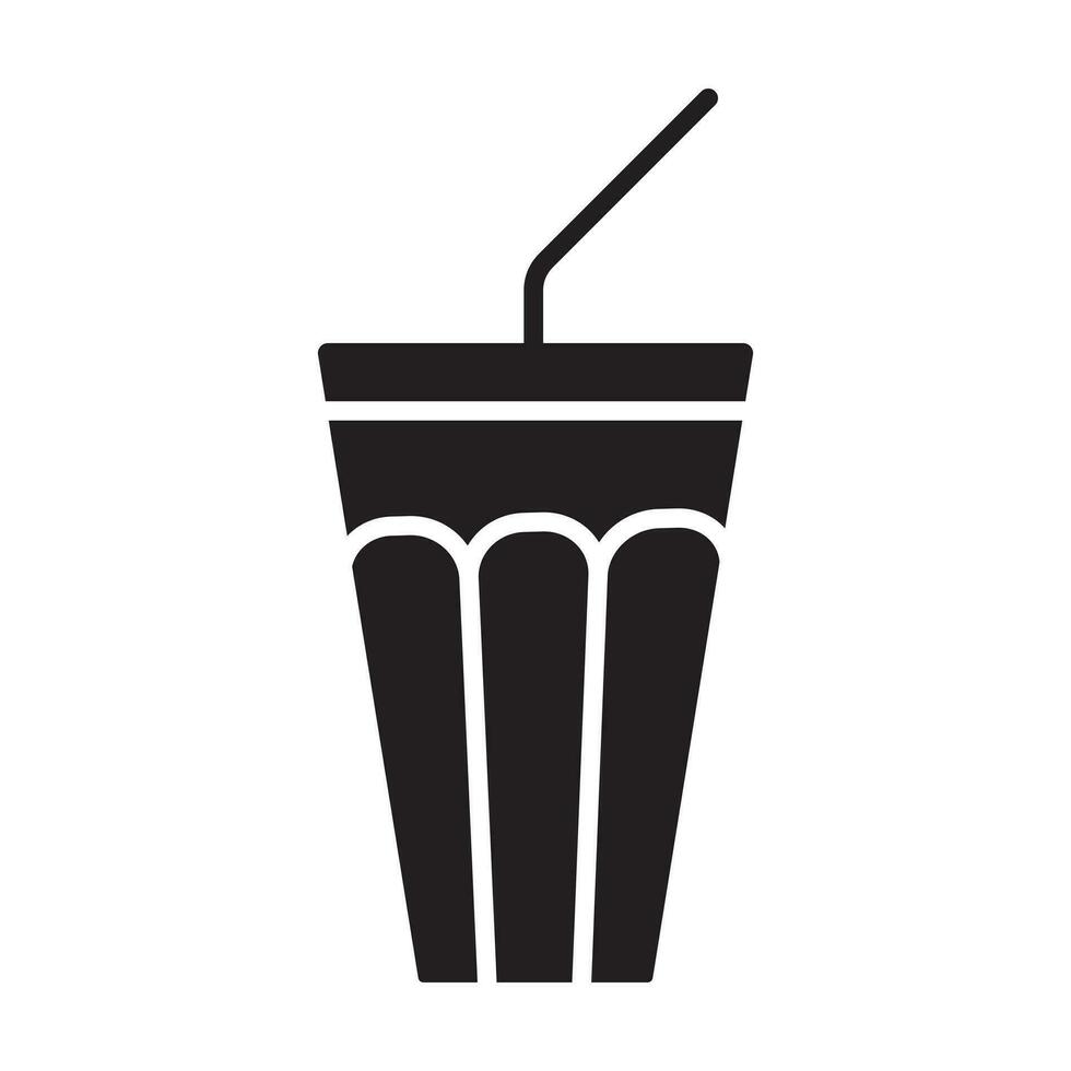 Soda beverage or fast food drink with a straw flat icon for apps and websites vector