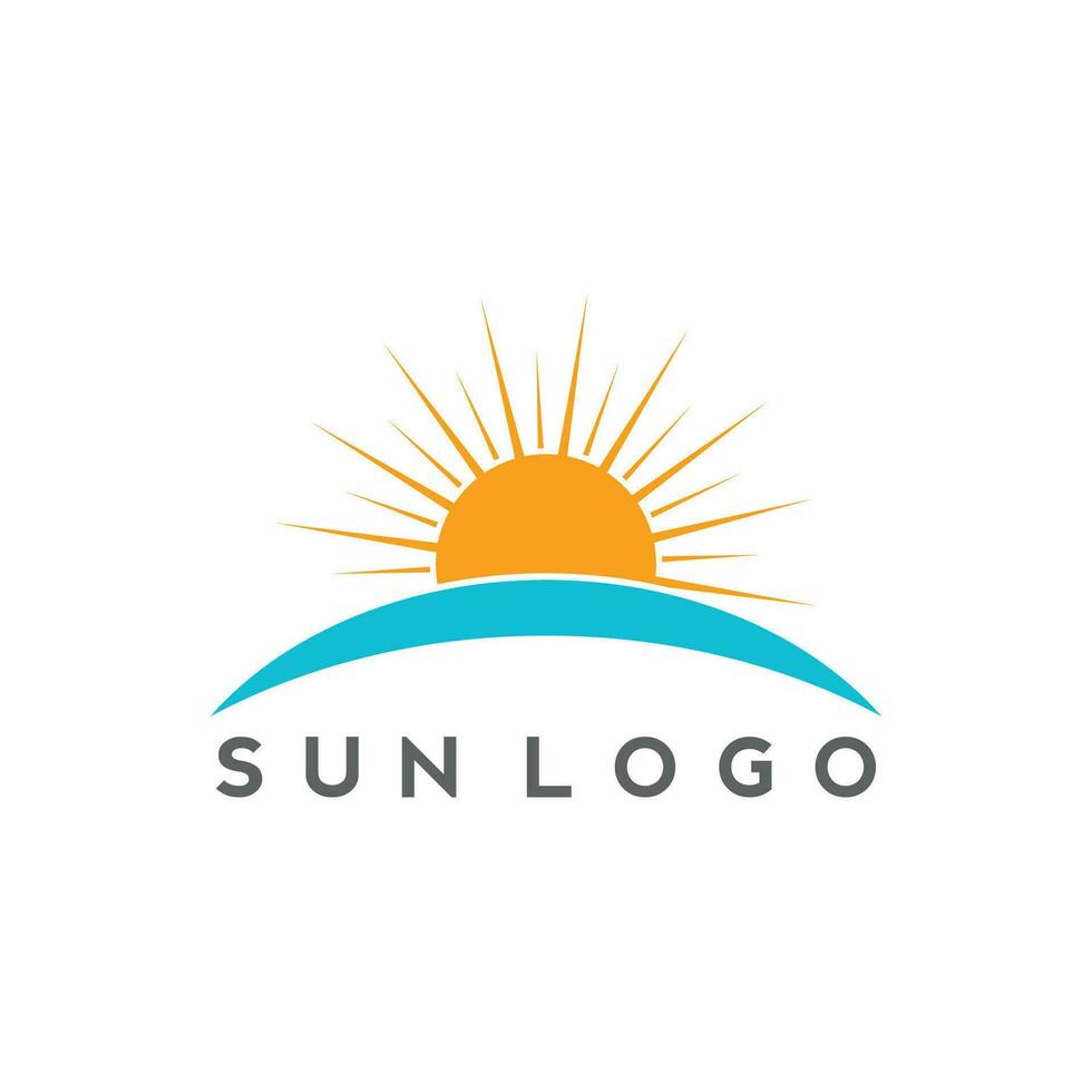 sun logo design on the horizon. summer sign or symbol. Sun icon vector. illustration element. vector