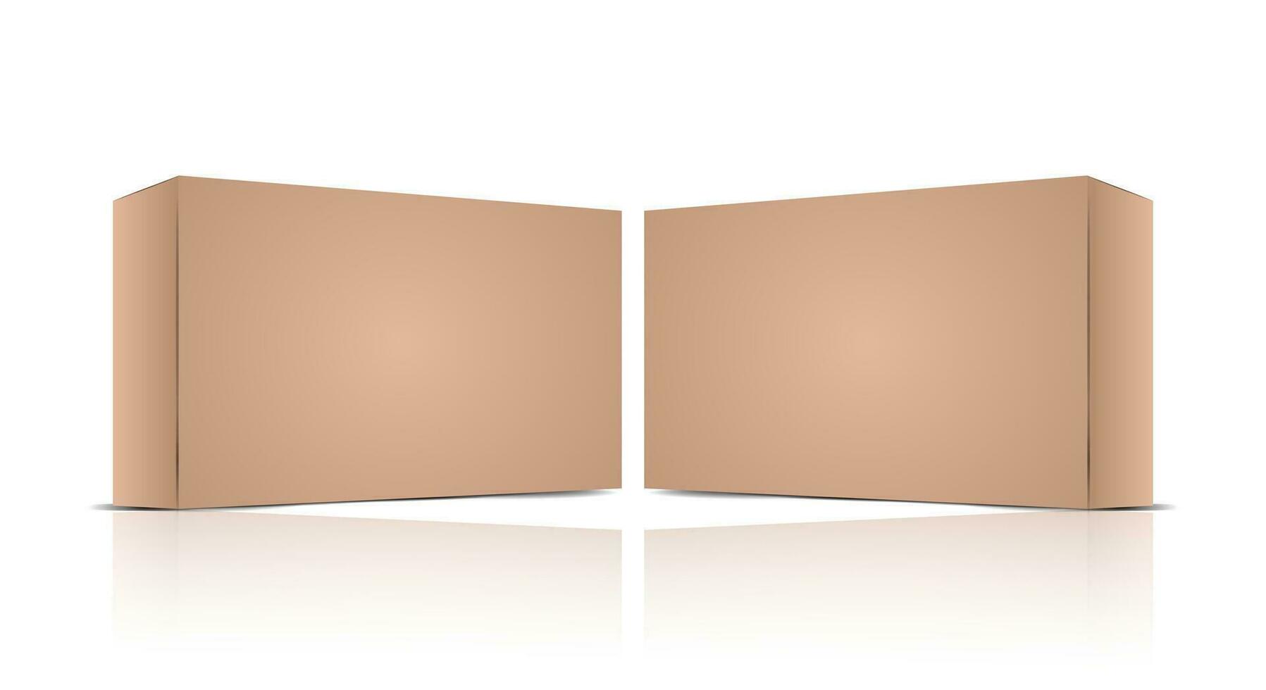 Realistic brown empty cardboard package box template. Cardboard boxes with shadows for branding your products. vector