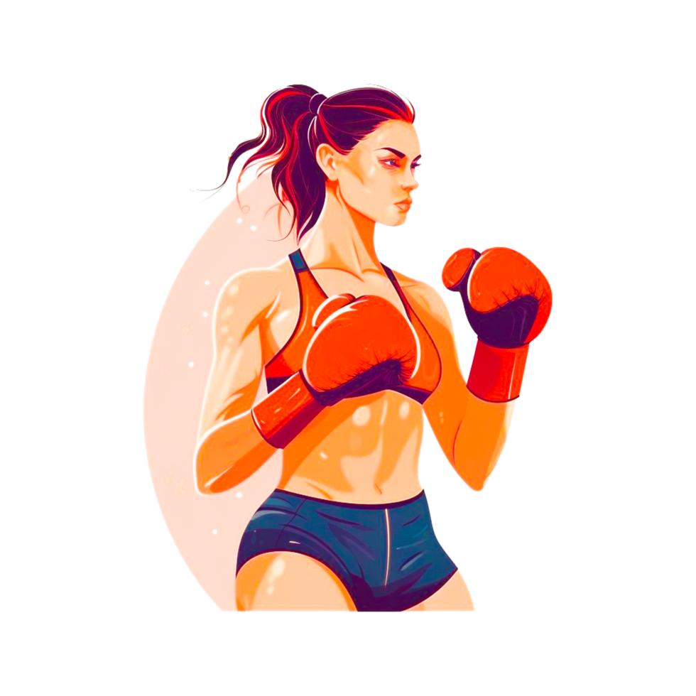 giovane bella ragazza indossare boxe guanti ai generativo png