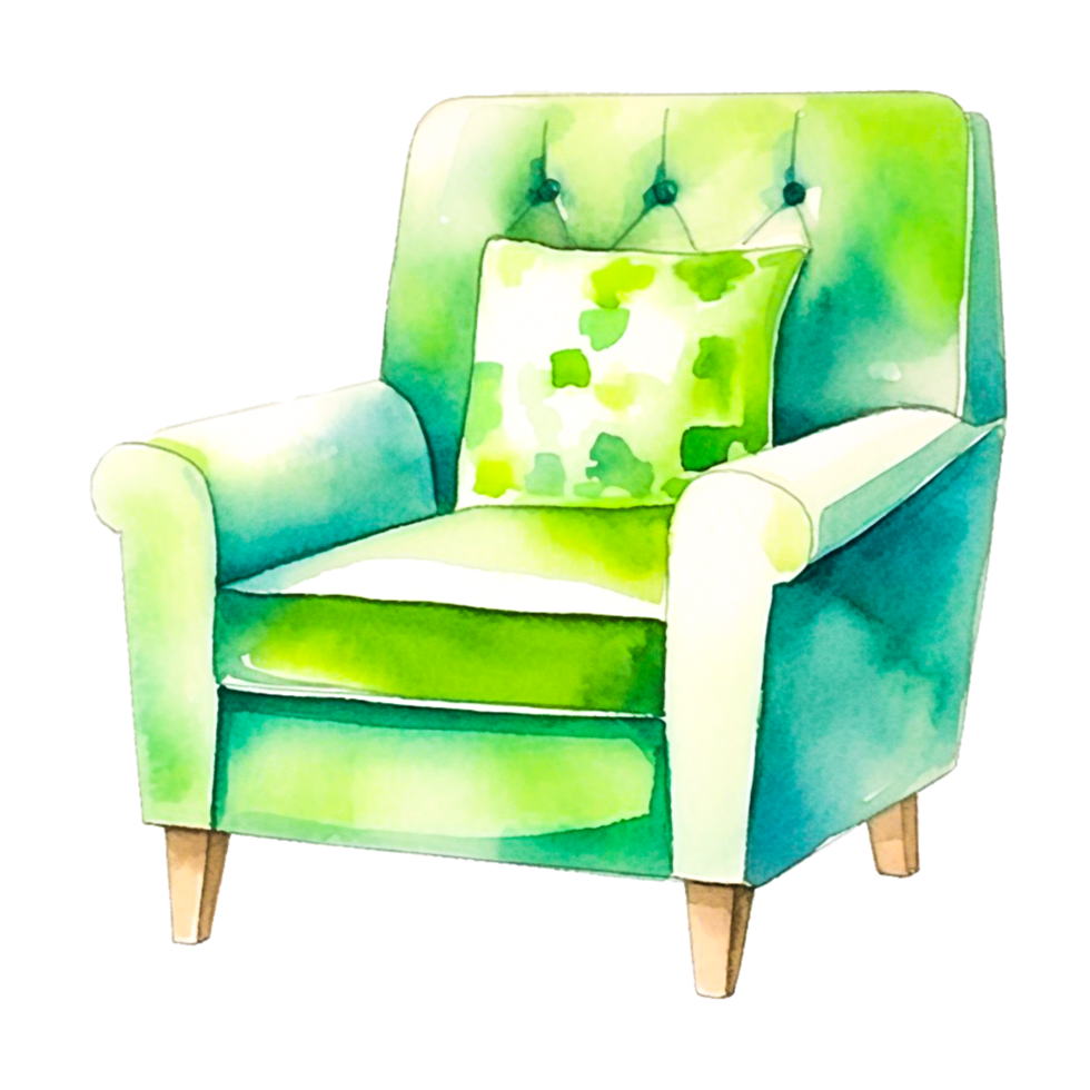 acogedor interior verde Sillón plano ai generativo png