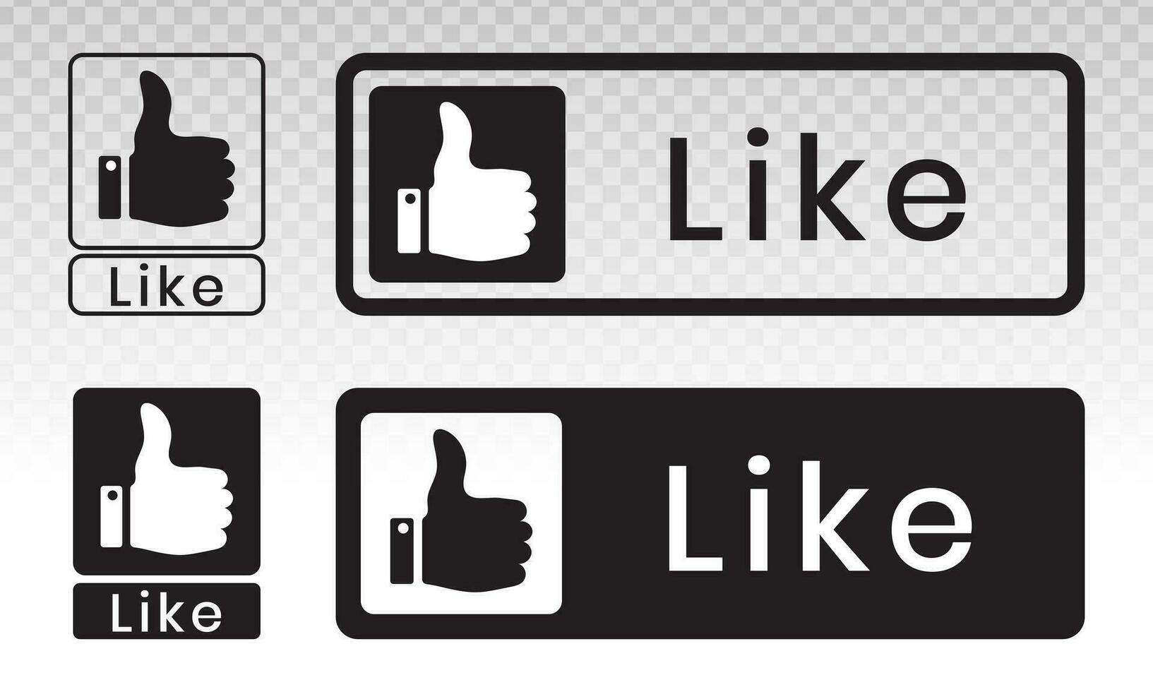 collection of thumbs up Like button. vector flat icon