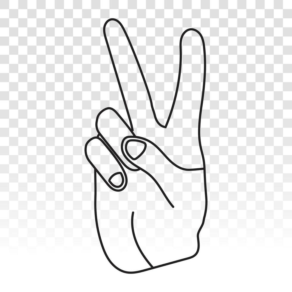 two finger gestures sign  icon for victory or peace sign with line art vector for apps and websites
