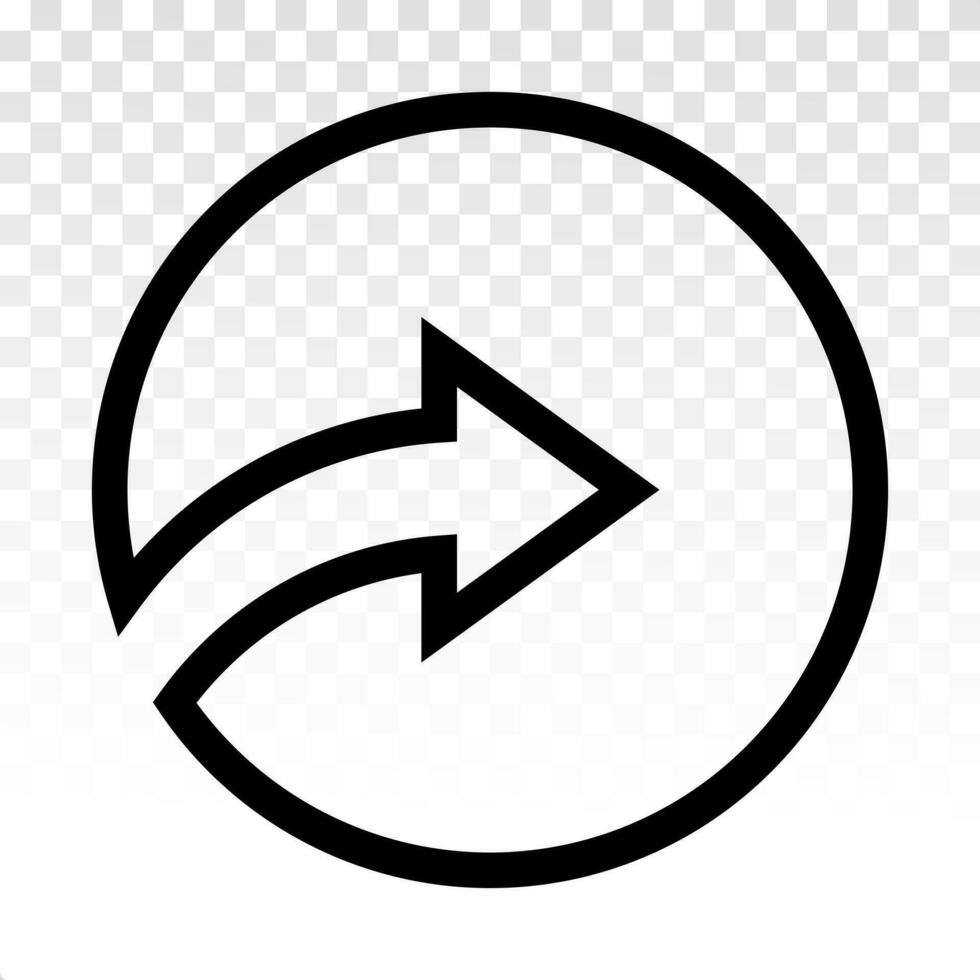Rounded right arrow or next buttons - line art icons for apps and websites vector