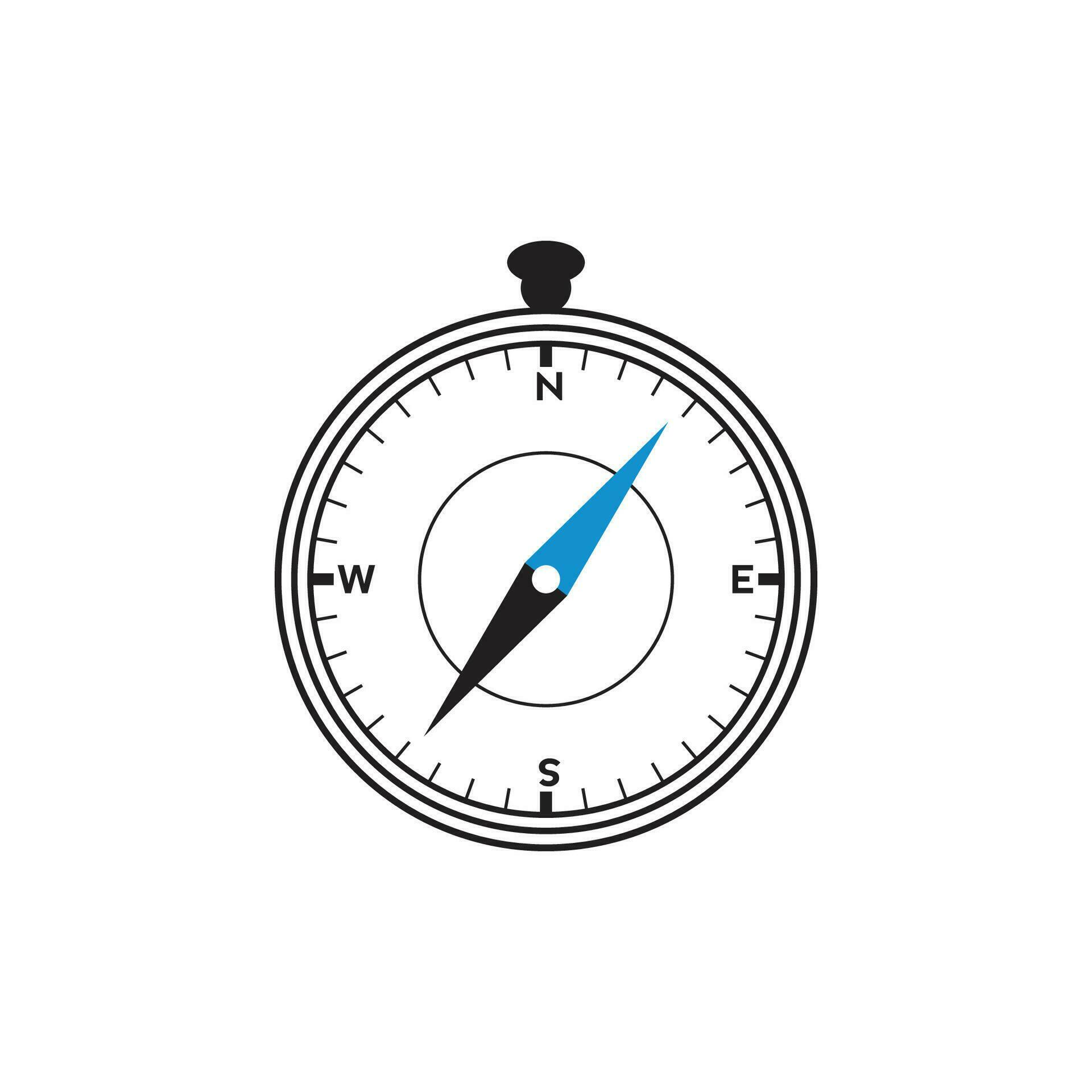 Compass logo design. pointer north, south, east, west, compass symbol. direction sign. vector