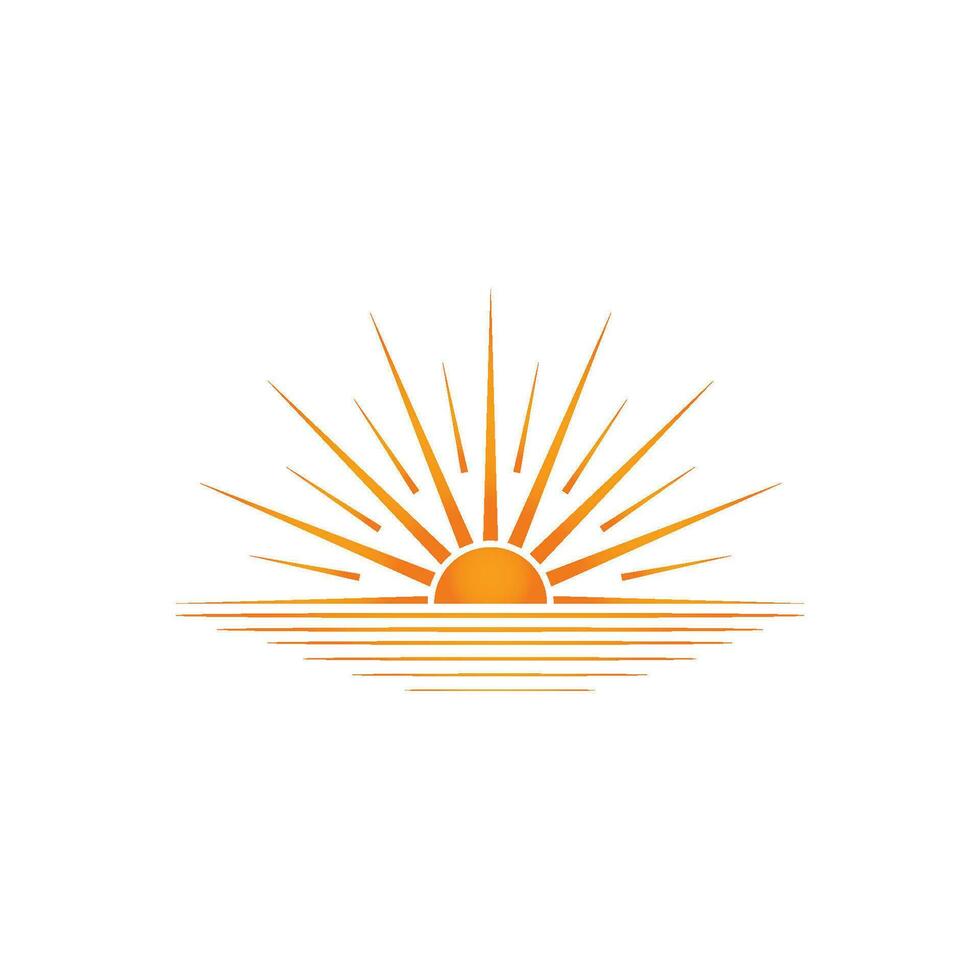 sun logo design on the horizon. summer sign or symbol. Sun icon vector. illustration element. vector