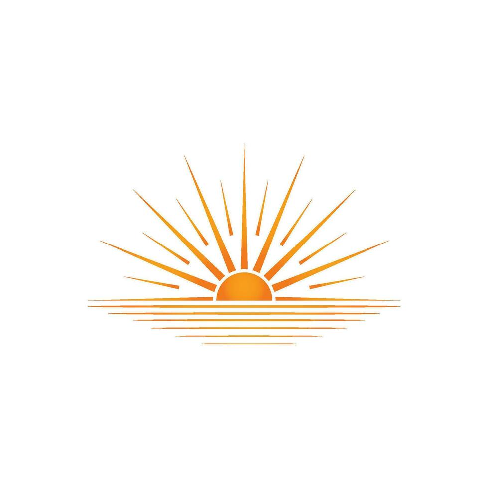 sun logo design on the horizon. summer sign or symbol. Sun icon vector. illustration element. vector