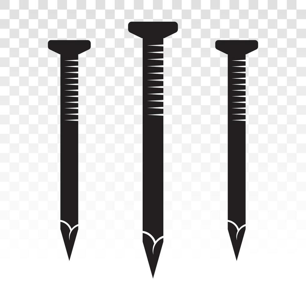 Wood fastener nails or concrete nails flat vector icon for apps and websites