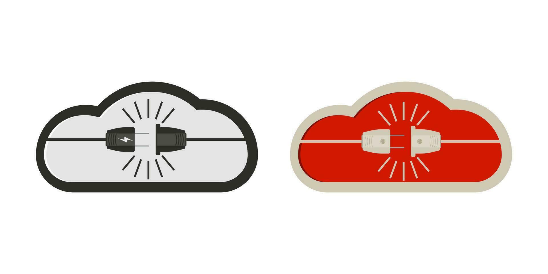 Power plug and cloud icon in vector shape on a white background