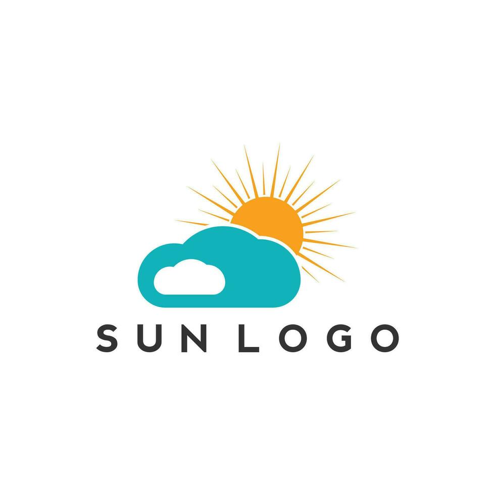 sun logo design on the horizon. summer sign or symbol. Sun icon vector. illustration element. vector
