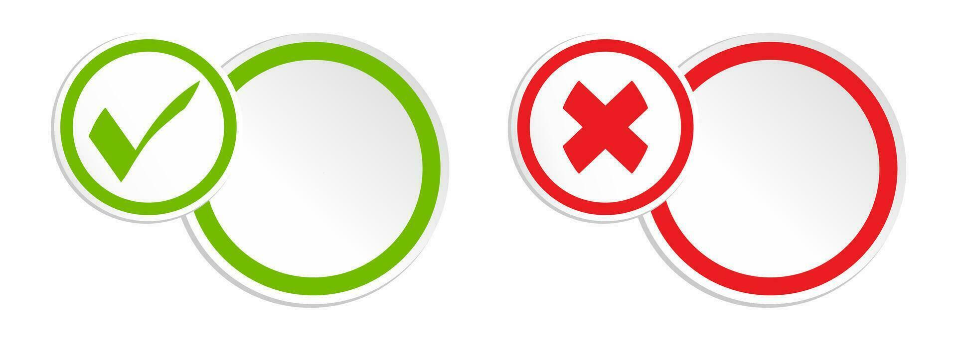 green check mark and red cross icon vector