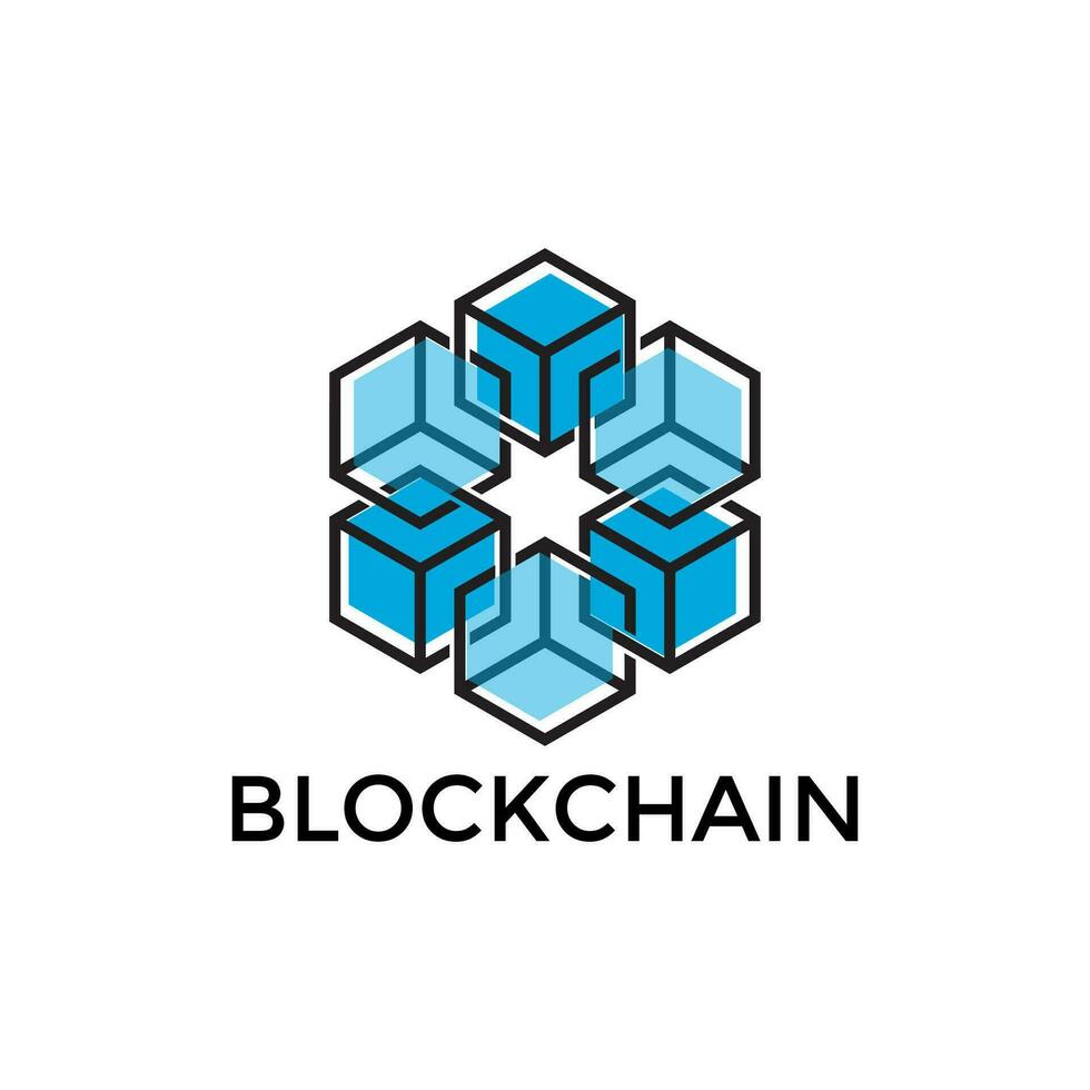 Blockchain icon design, cryptocurrency, vector digital logo