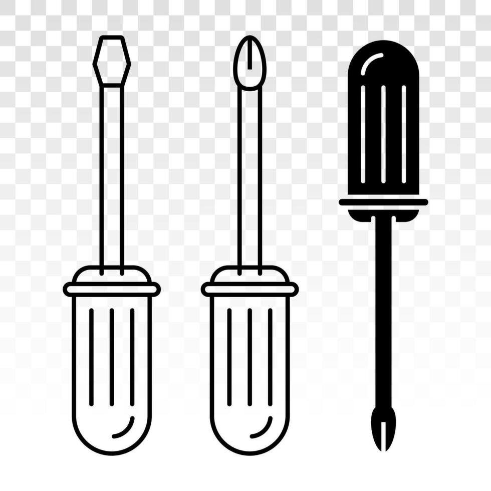 screwdriver repair tools line art icon vector
