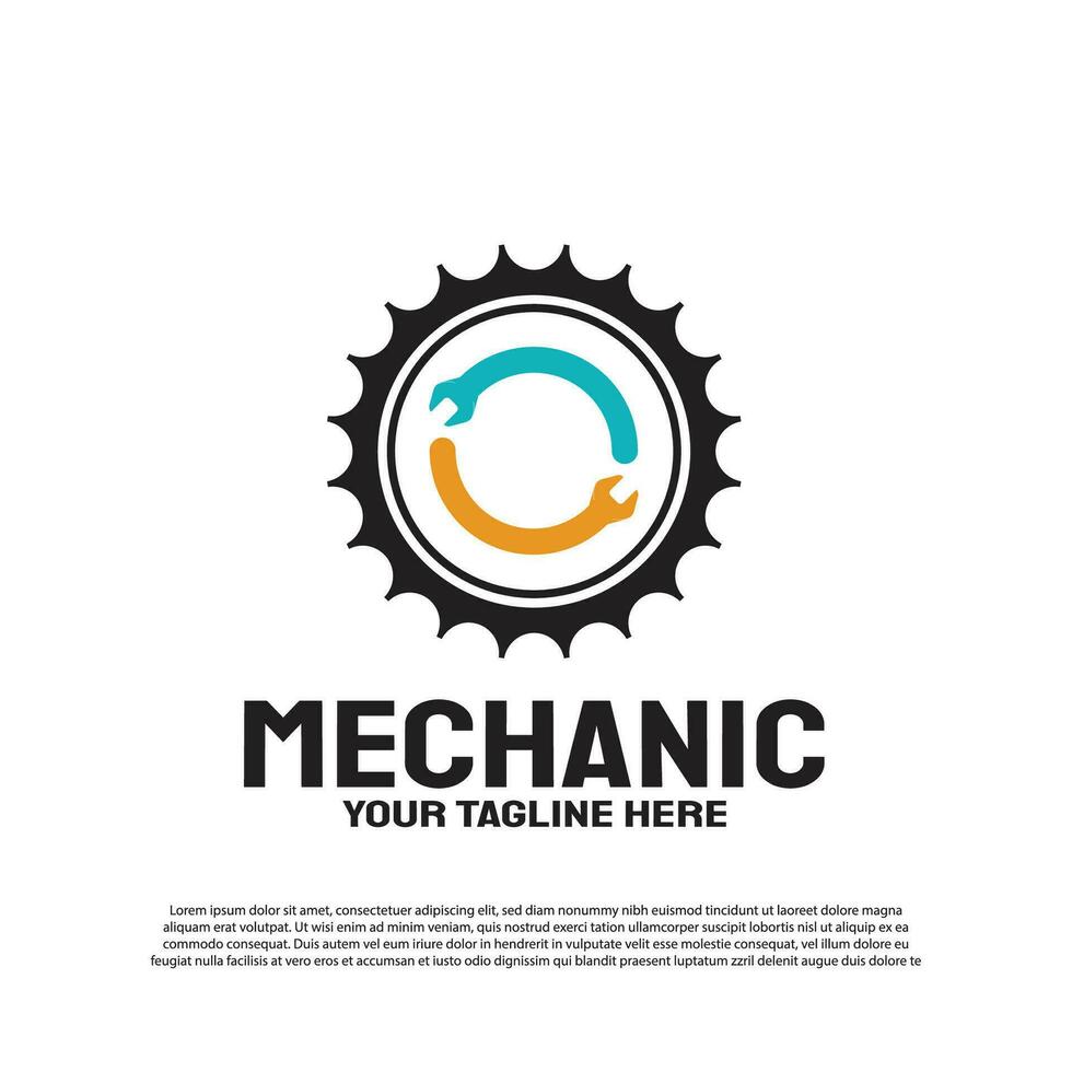 Industrial logo with gear and wrench concept. Engineering and mechanic sign or symbol. technology icon -vector vector