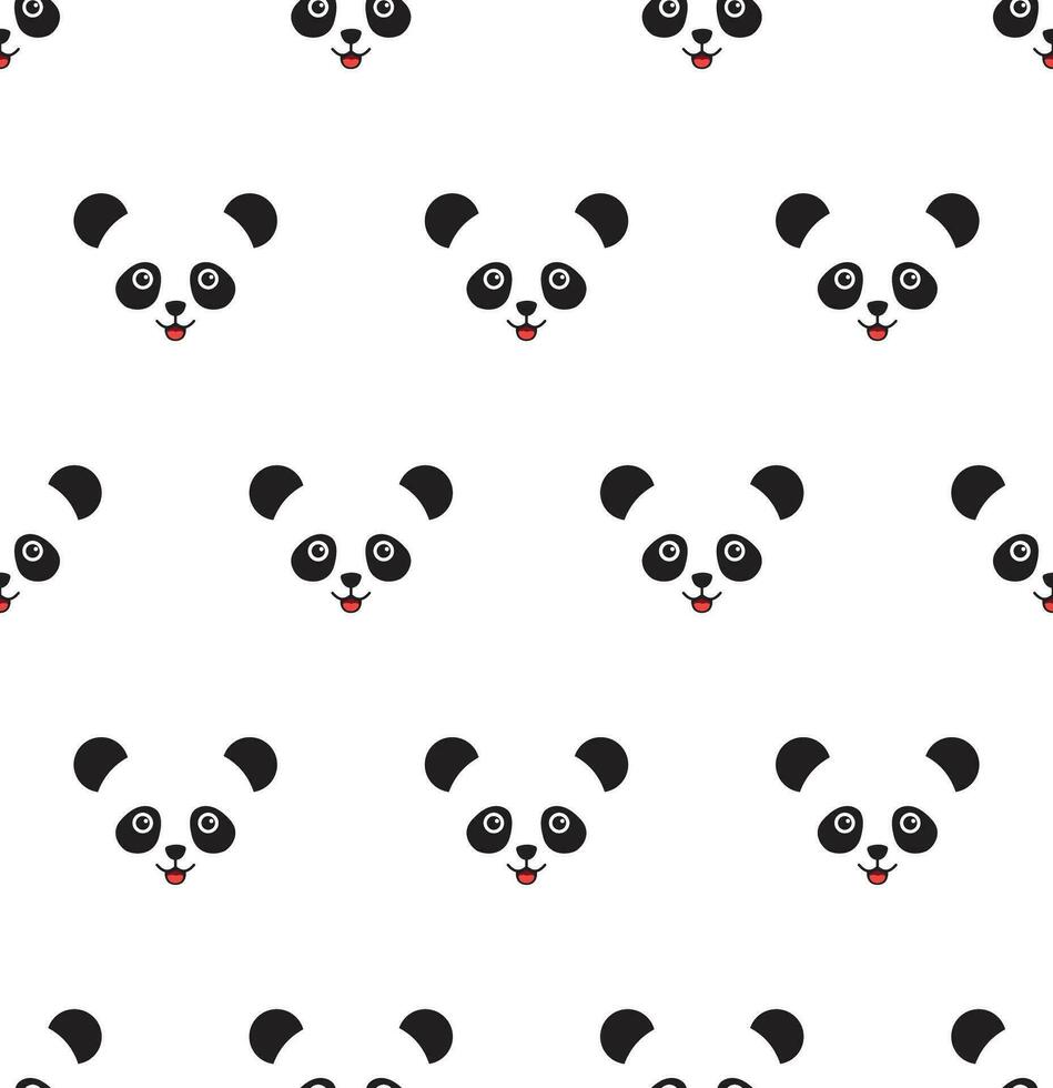 Panda bear on white background. kawaii animal kids seamless pattern design for wrapping paper, fabric and textile. vector