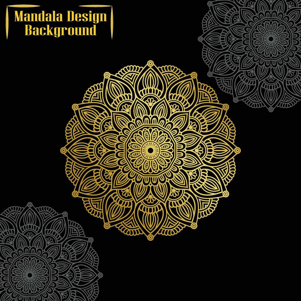 lujo dorado mandala diseño modelo vector