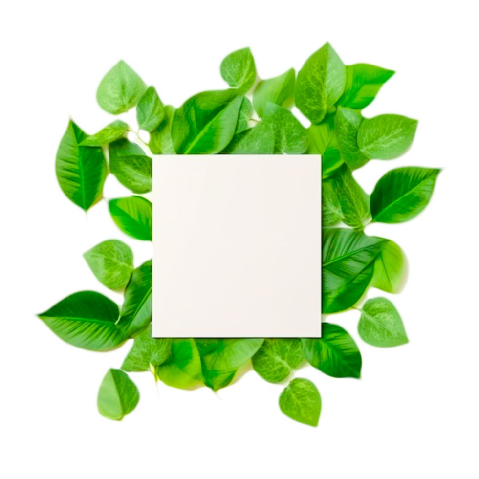 green leaves with drops frame template ai generative png