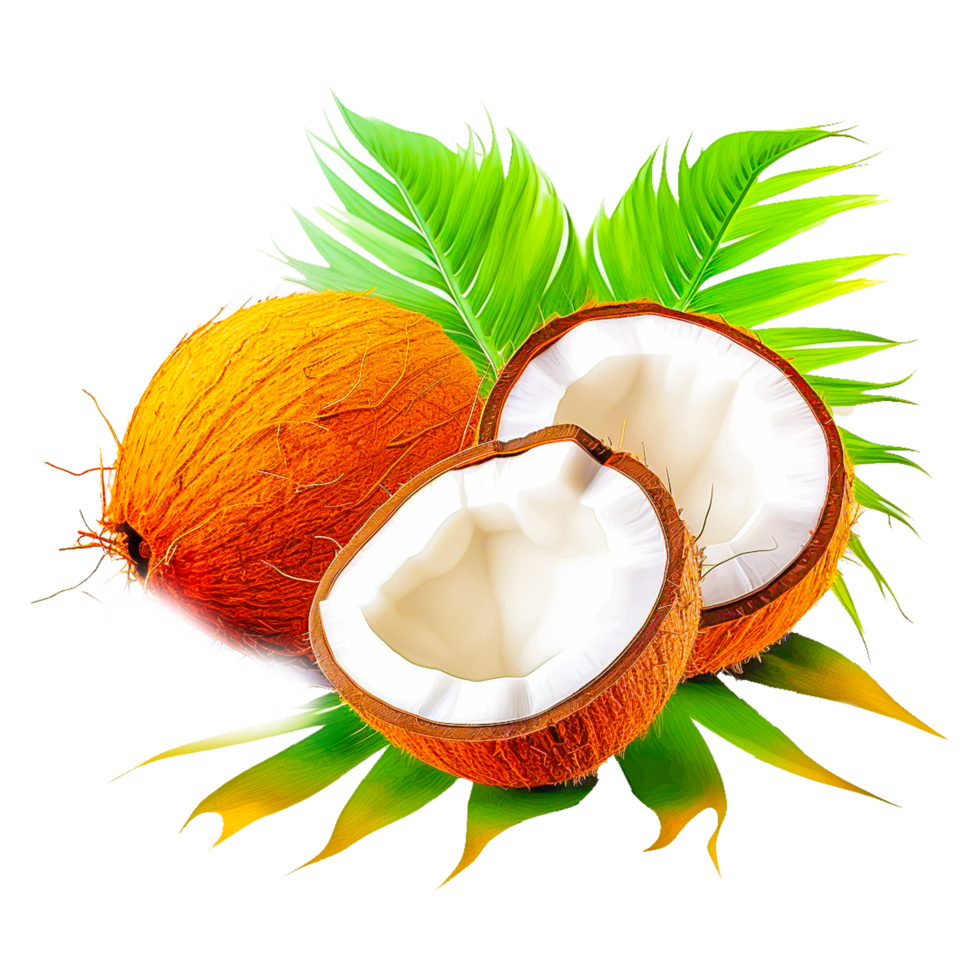 Coconut with leaf ai generative png