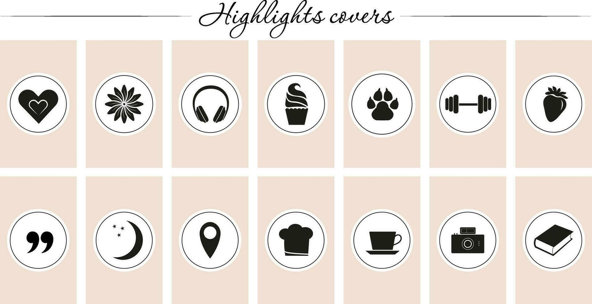 highlights covers. Elegant black and white instagram stories covers. Icons for personal social media. Vector, editable. vector