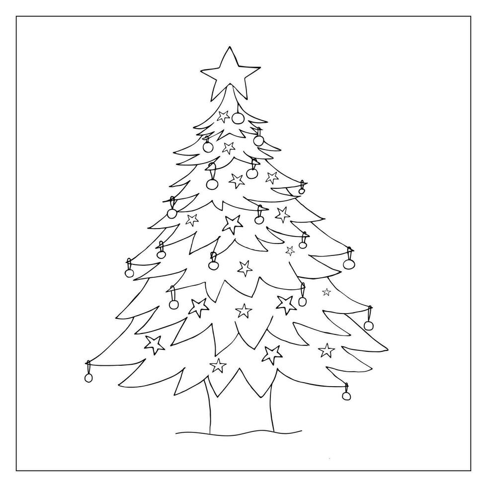 Vector christmas tree. Hand drawn doodle illustration