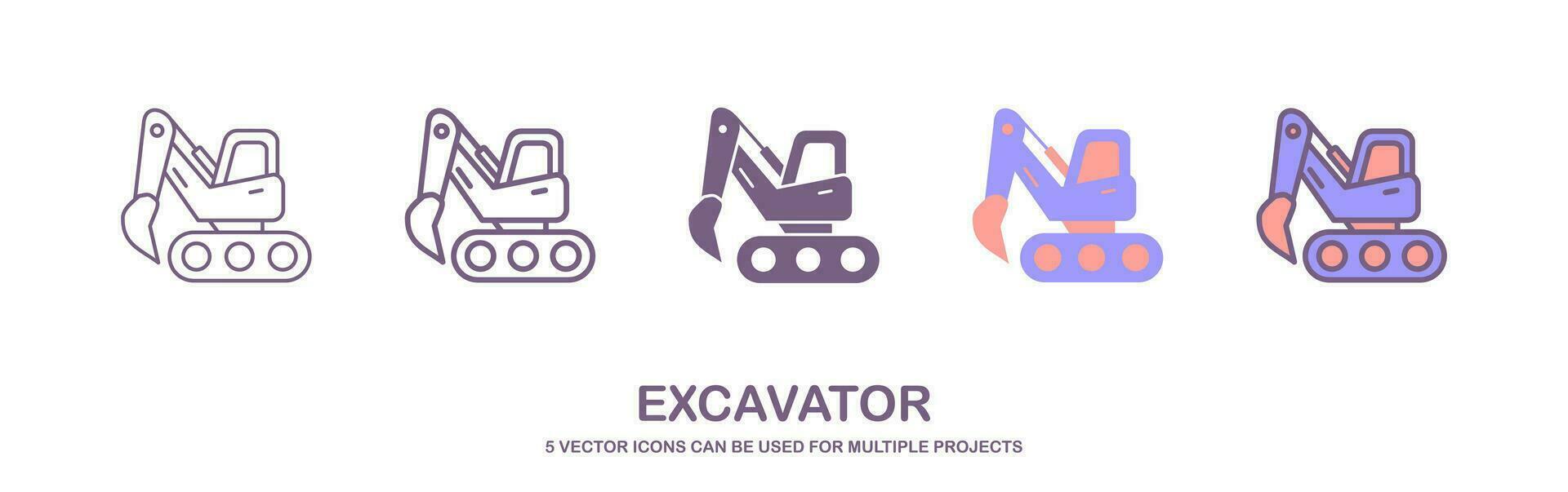 Illustration of excavator icon on white background. Excavator vector icon in modern design style. Excavator icon. Trendy flat vector Excavator icon on white background from Construction collection.