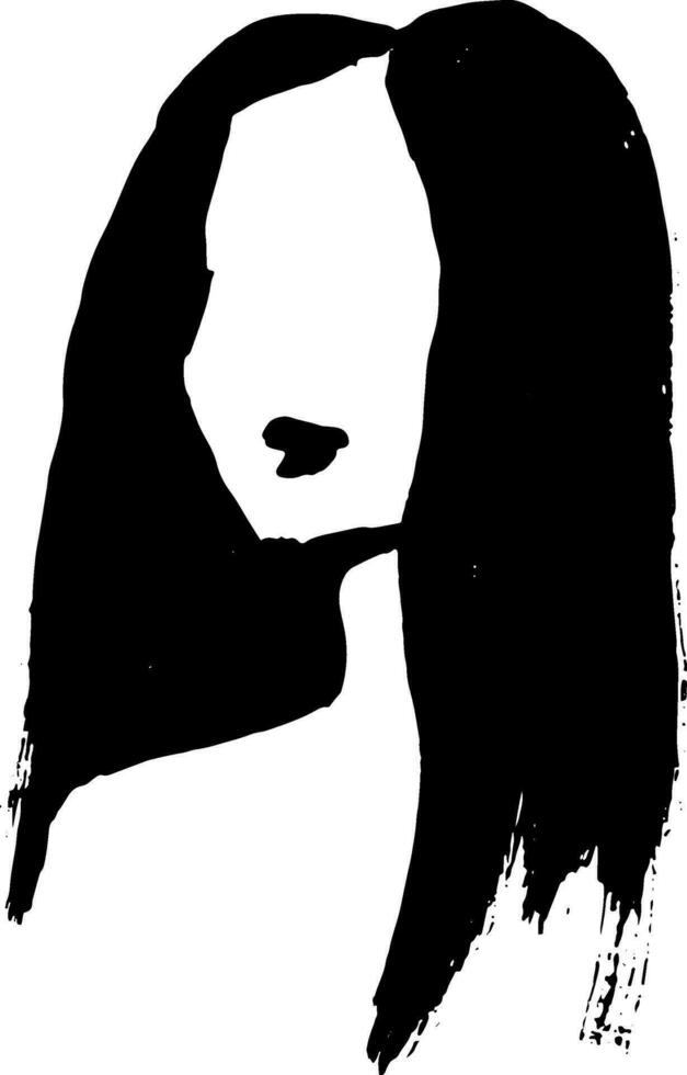 Grunge Dry Brush Faceless Abstract Girl Portrait vector