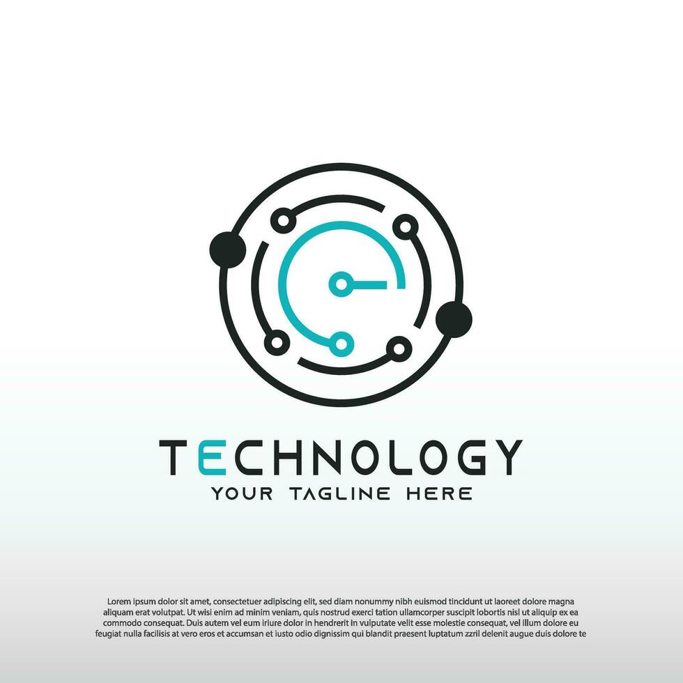 Technology logo with initial E letter, global network icon -vector vector