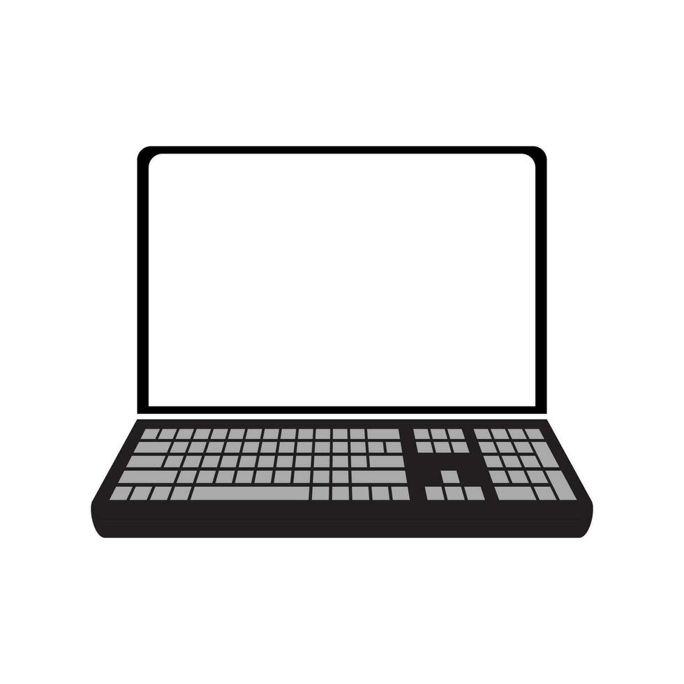 Laptop with a blank screen and isolated on a white background. mock-up template design, vector illustration elements.