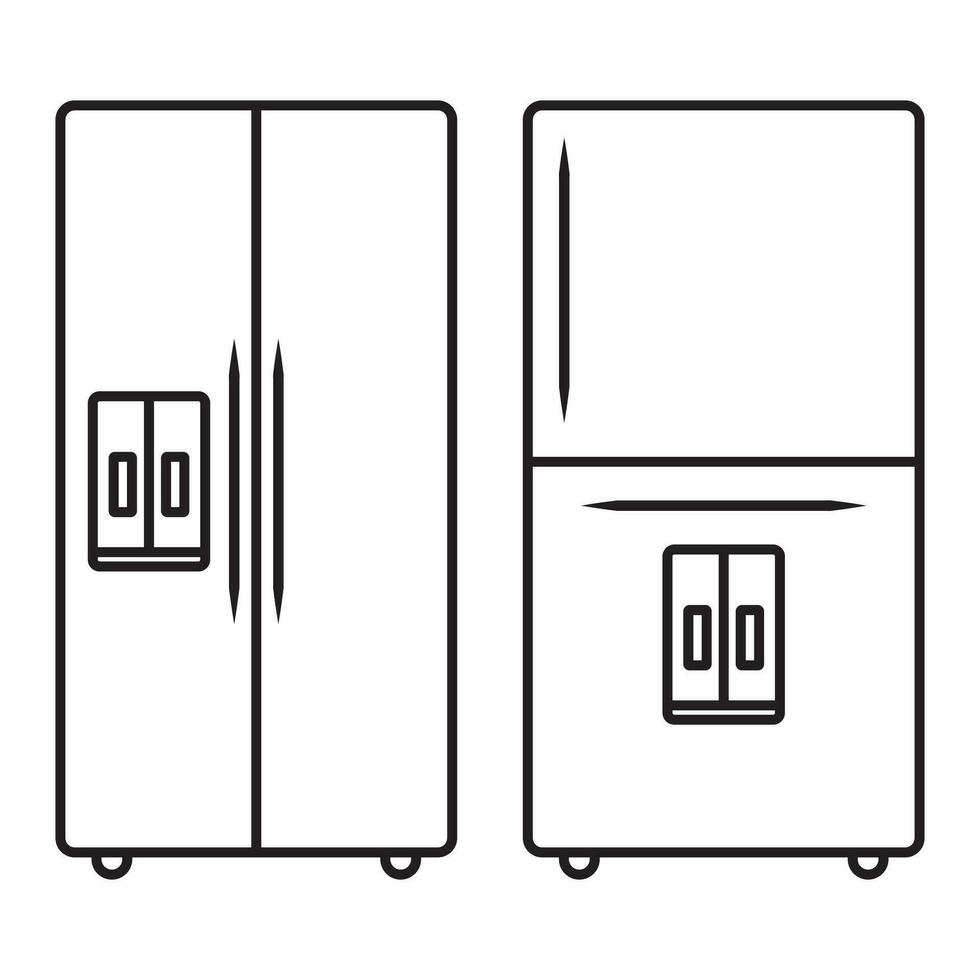 Electronic whirlpool refrigerators or fridge line art icon for apps or websites vector