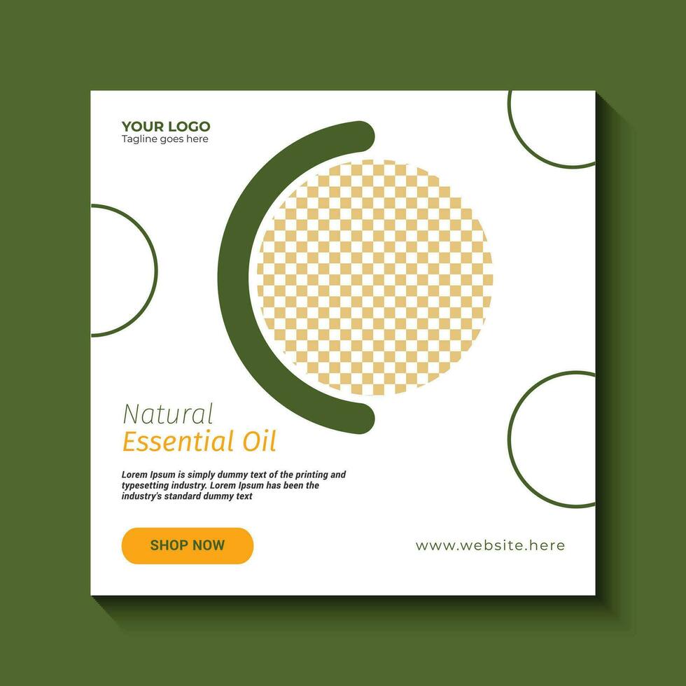 Natural essential oil social media post or banner design vector