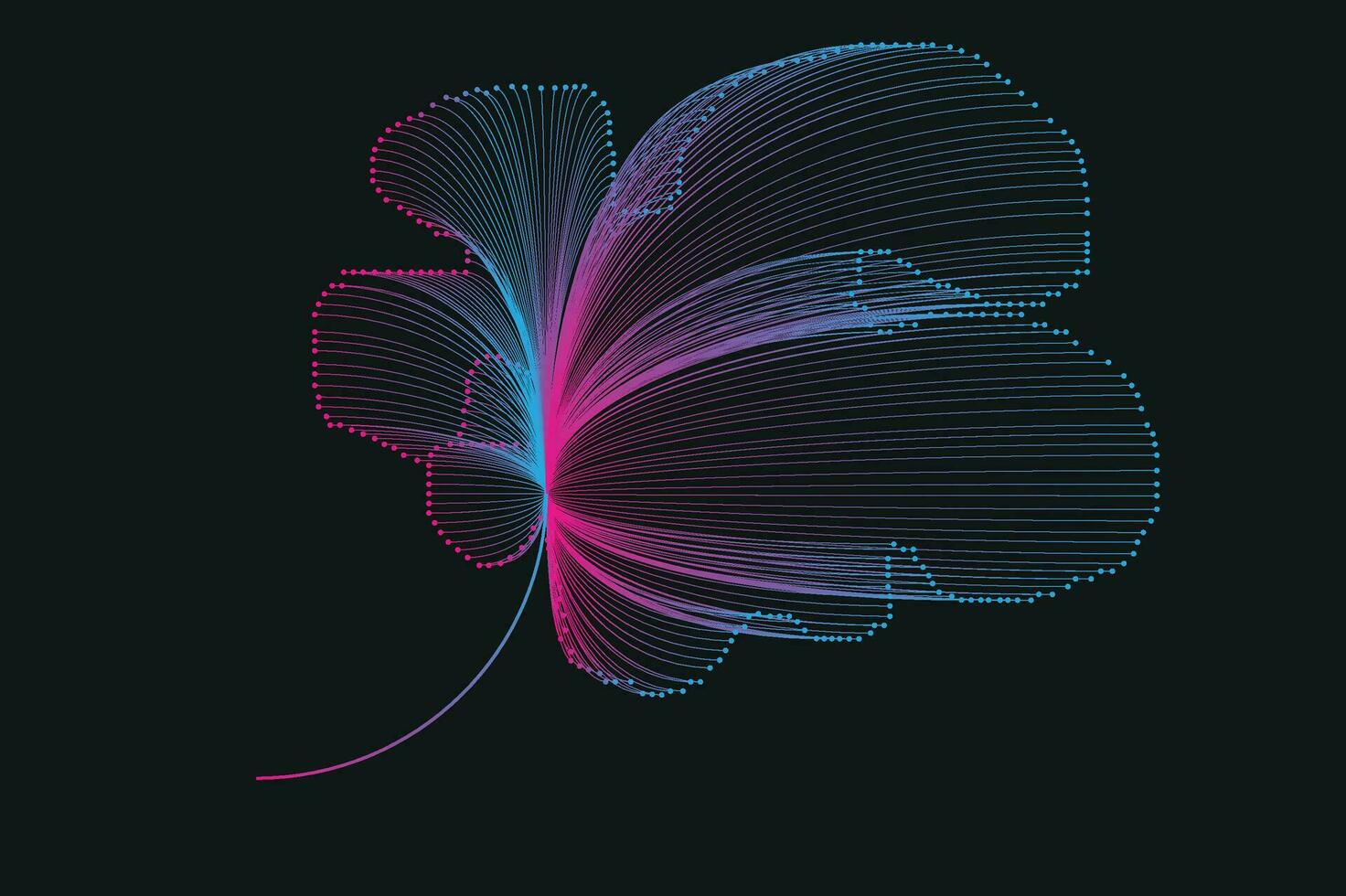 resumen línea Arte neón degradado vector diseño en el forma de un flor