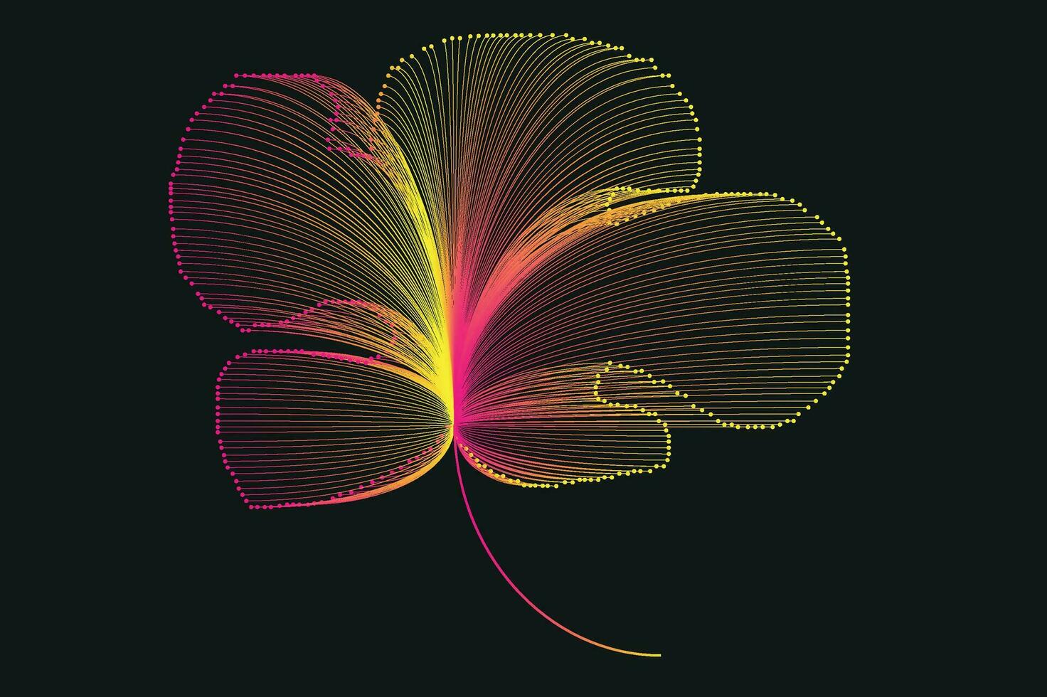 Abstract line art neon gradient vector design in the shape of a flower