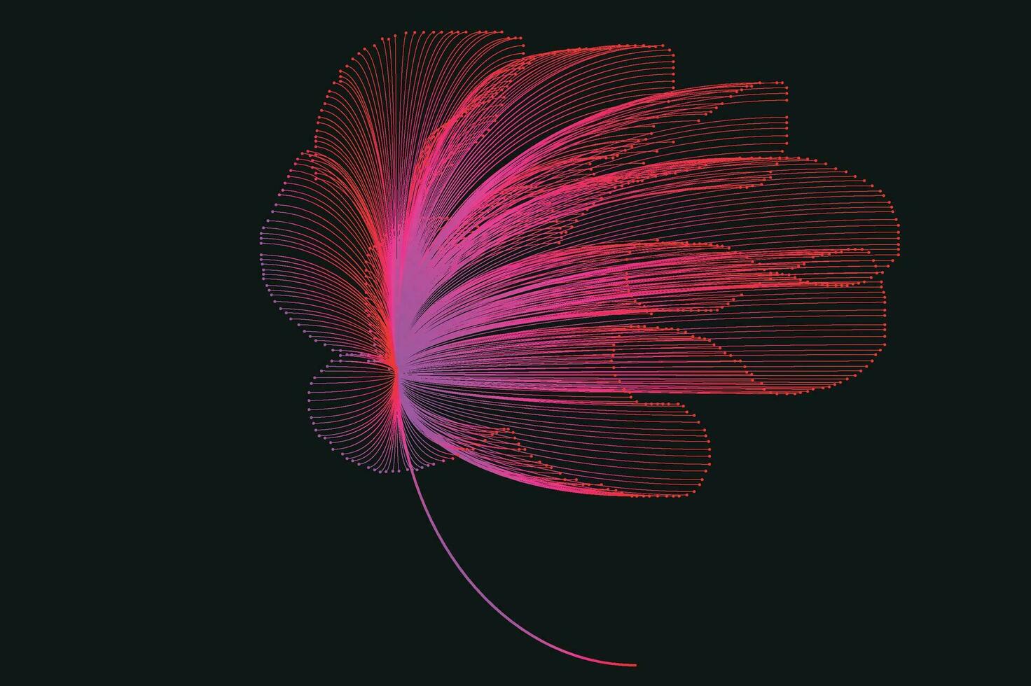Abstract line art neon gradient vector design in the shape of a flower