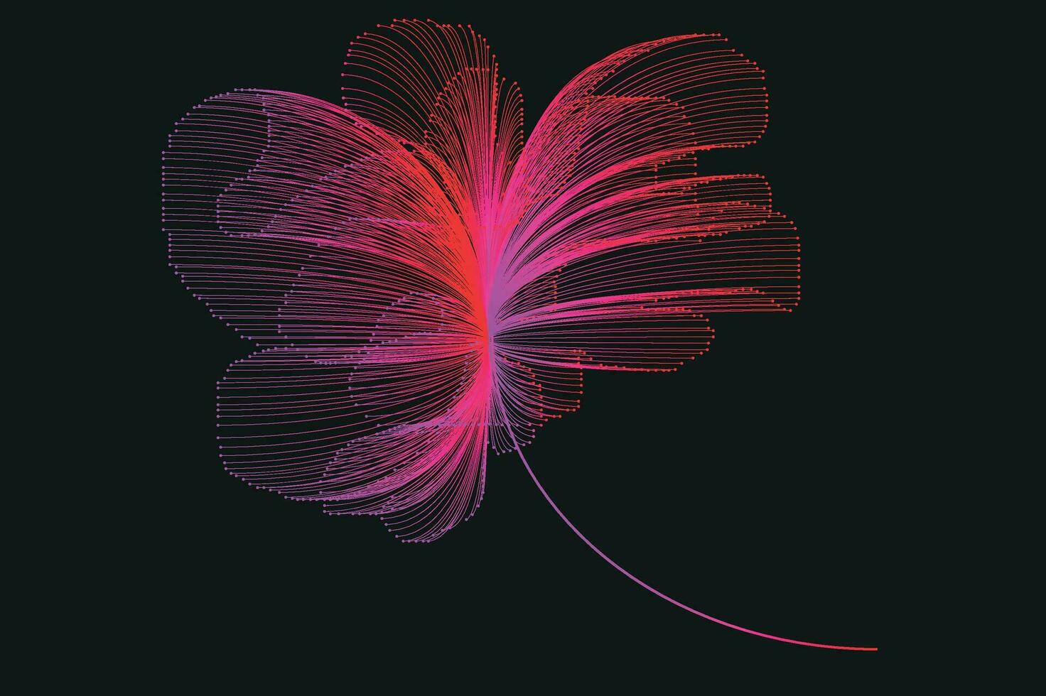Abstract line art neon gradient vector design in the shape of a flower