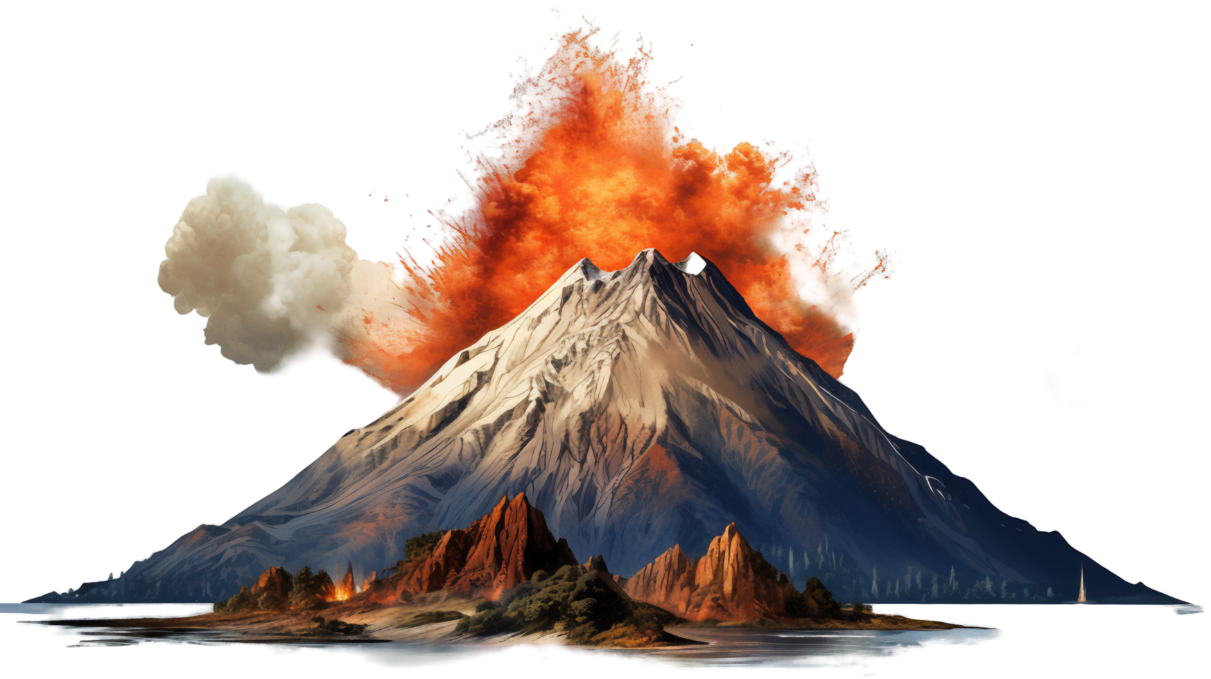 Volcano png with AI generated.