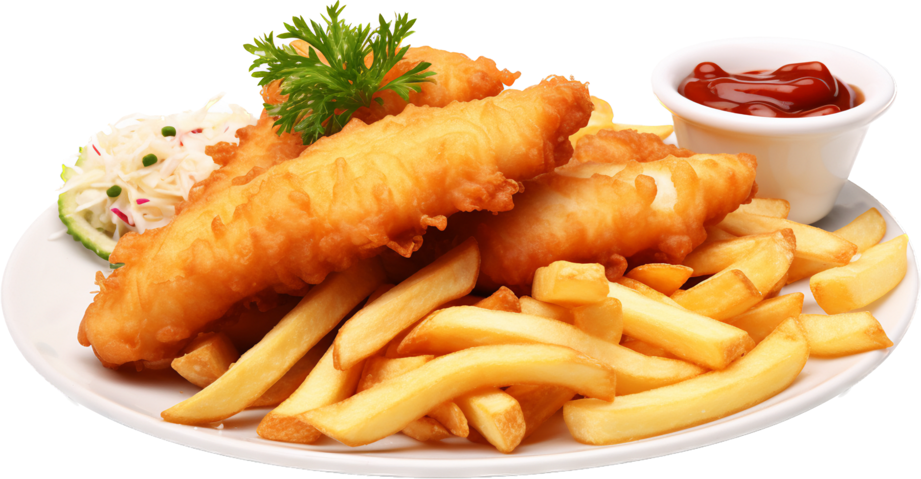 Fish and chips png with AI generated.