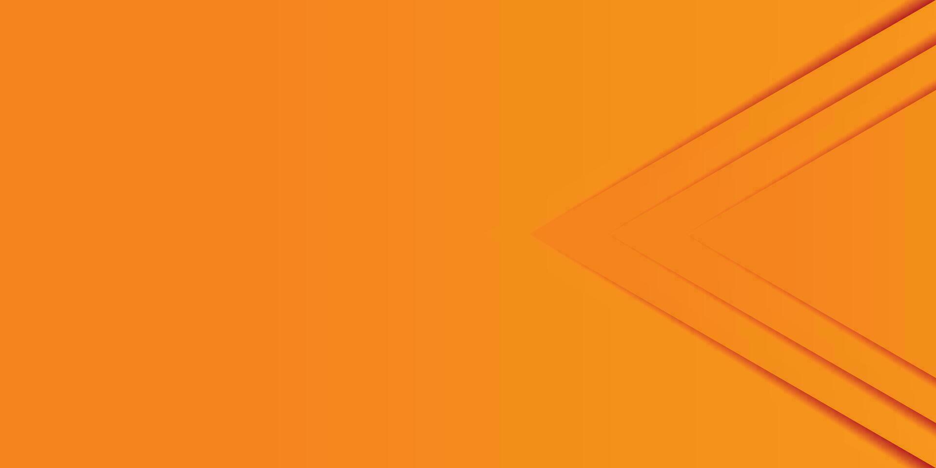 Orange arrowhead triangle. Gradient paper cut abstract background. Design element for template, card, cover, banner, poster, backdrop, wall. Vector illustration.