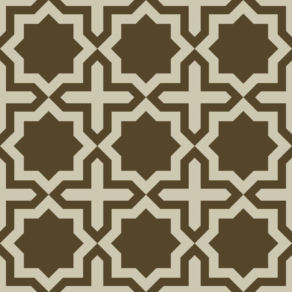 Eight-pointed star shape and brown cross. Seamless abstract background pattern. Texture design for vector illustration.