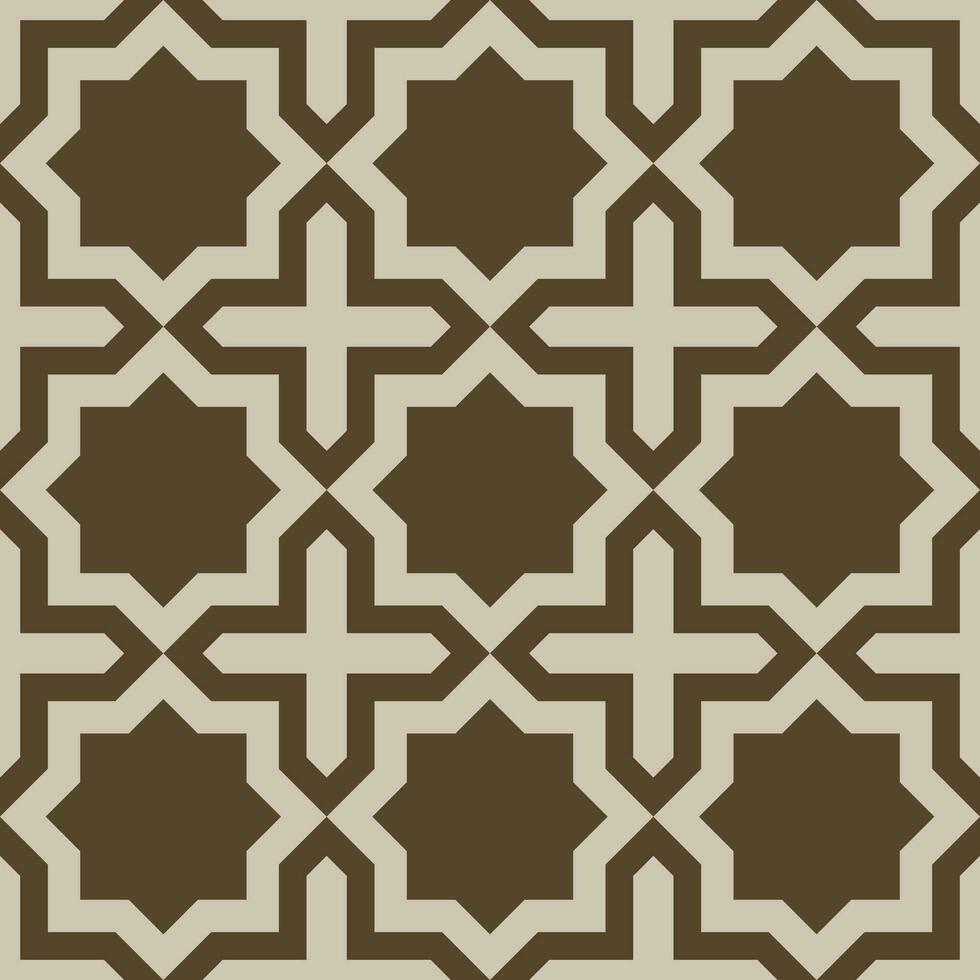 Eight-pointed star shape and brown cross. Seamless abstract background pattern. Texture design for vector illustration.