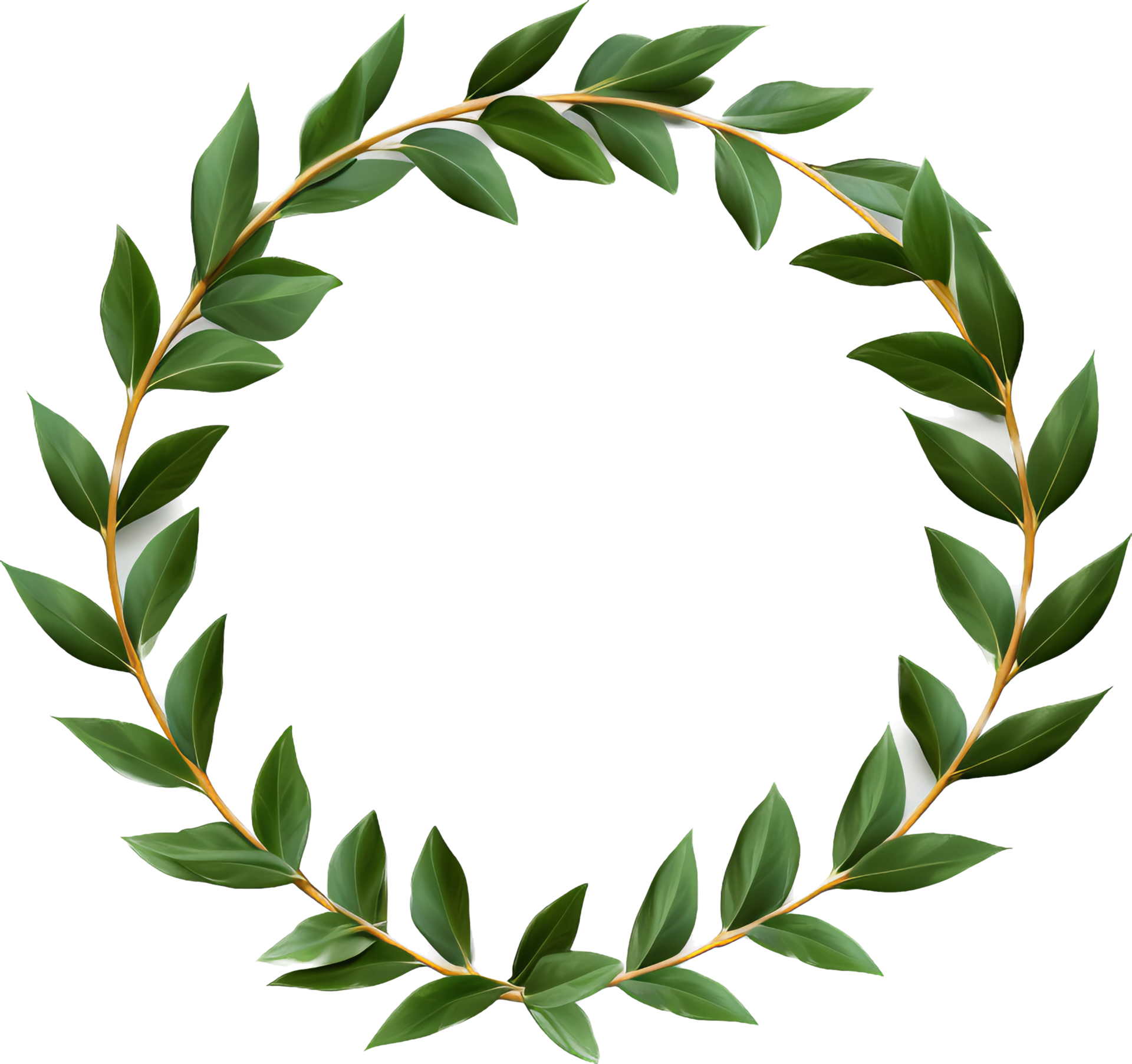 Round border outline with leaf laurel wreath ribbon clip art