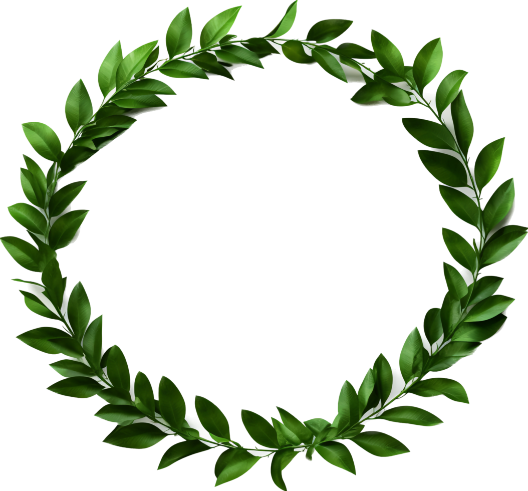 Round border outline with leaf laurel wreath ribbon clip art