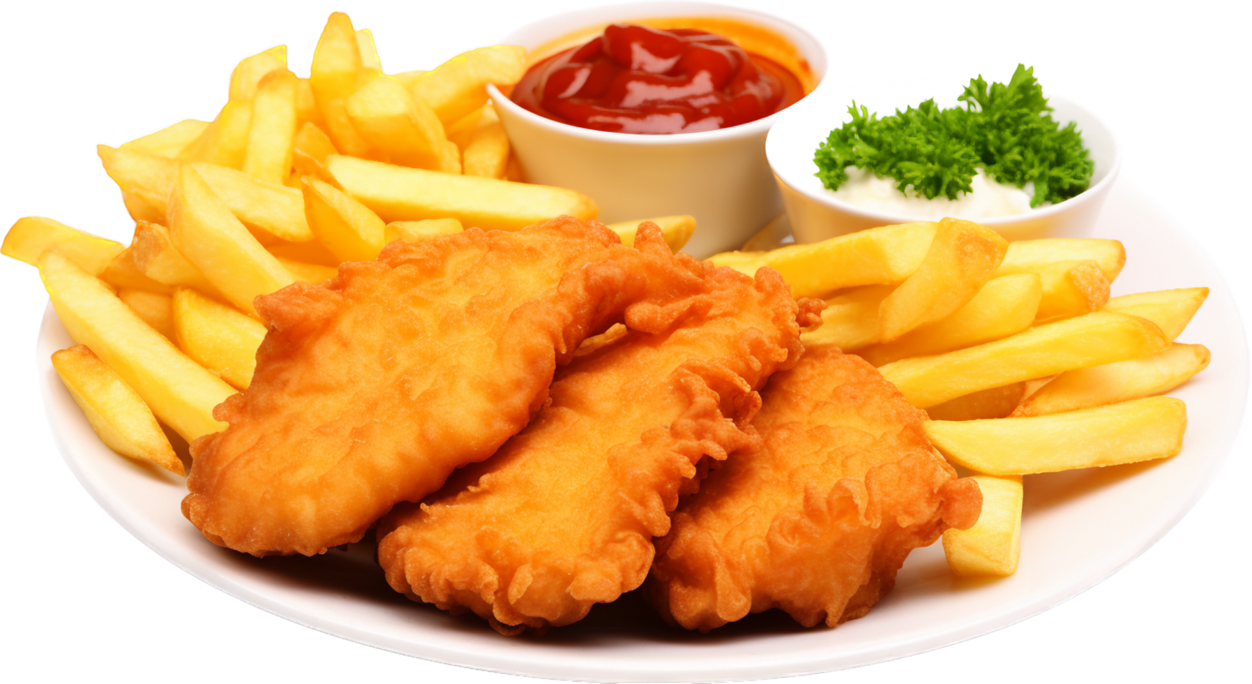 Fish and chips png with AI generated.