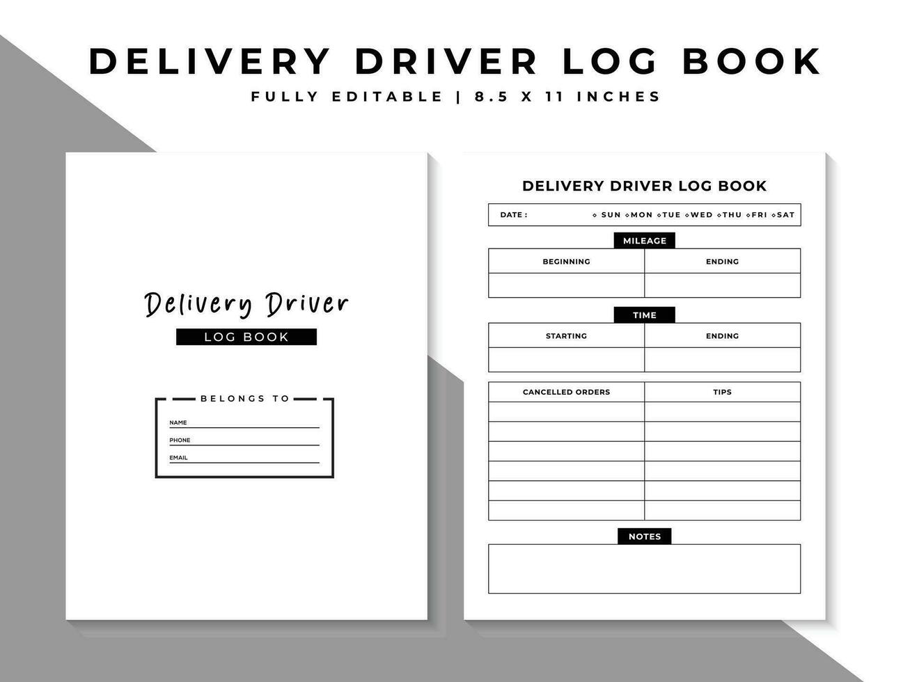 Truck Driver Mileage Log Book Kdp Interior A And Company Information  Tracker Notebook Template Journal Work Hour Checker Fuel Purchase Record  Template Download on Pngtree