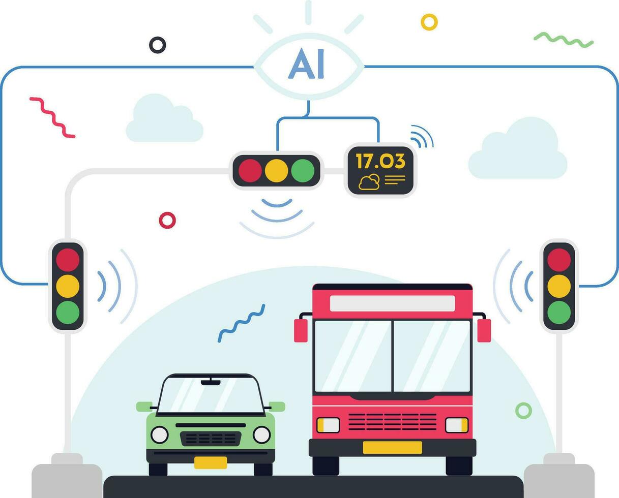 AI in Traffic Management Illustration vector